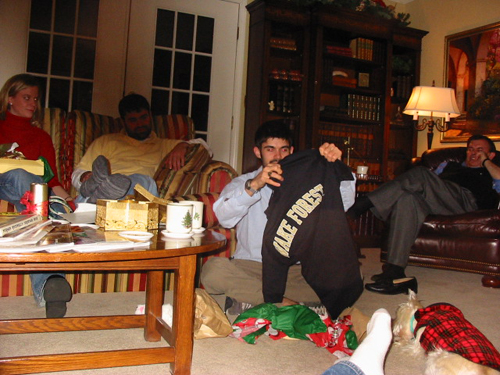 2003 12 Stephen gets Wake shirt